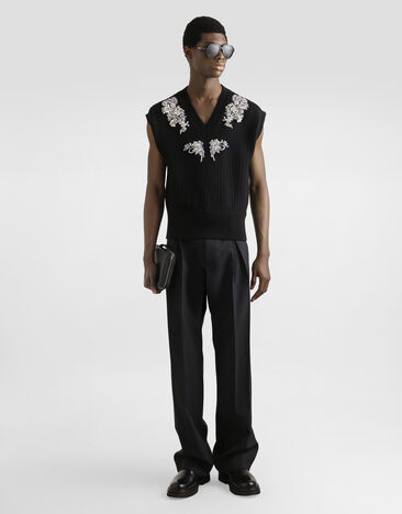 Dolce & Gabbana Cable-knit wool vest Black GXT40ZJDVC7