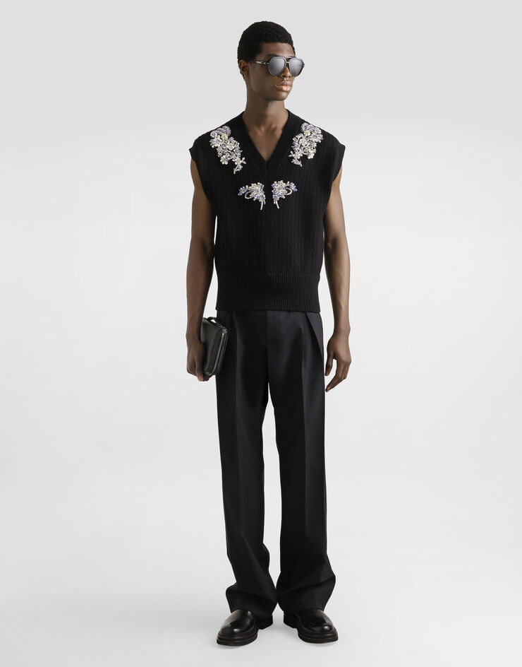 Dolce & Gabbana Cable-knit wool vest Black GXT40ZJDVC7