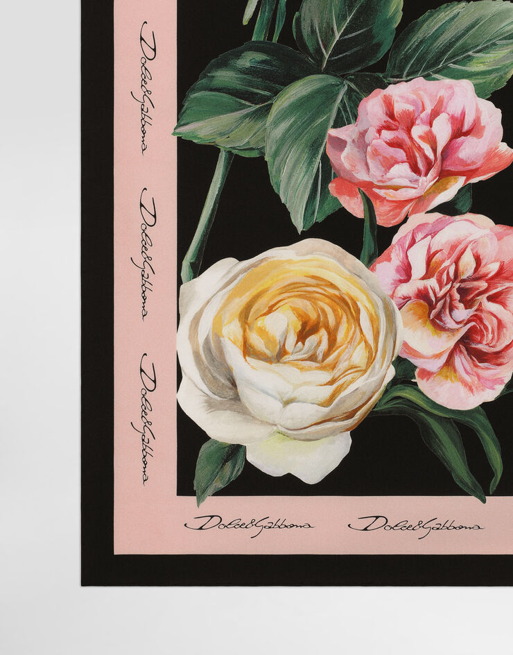 Dolce & Gabbana Foulard 70 x 70 en sergé de soie à imprimé pivoines et roses Imprimé FN092RGDCUI
