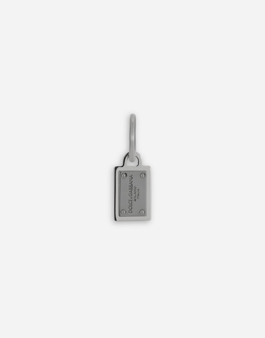 Single Creole earring with logo tag