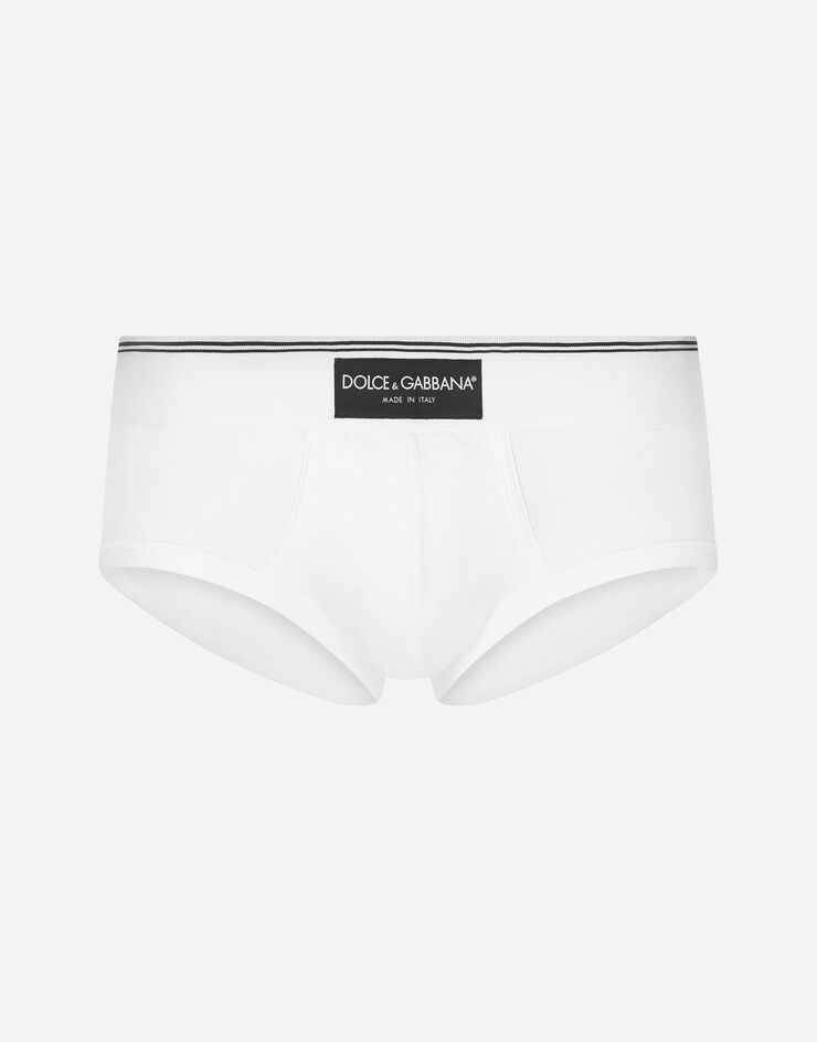 Dolce & Gabbana Two-way-stretch cotton Brando briefs with patch White M3E41JOUAIG