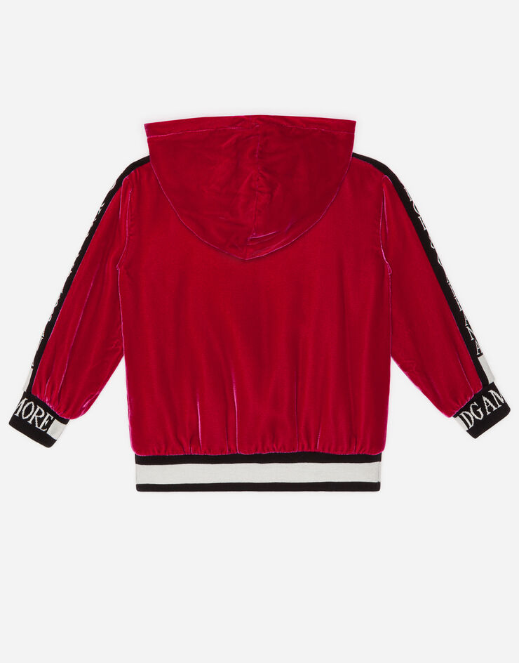 Dolce & Gabbana SMOOTH VELVET ZIP-UP HOODIE 桃红 L5JW1MFUVKQ