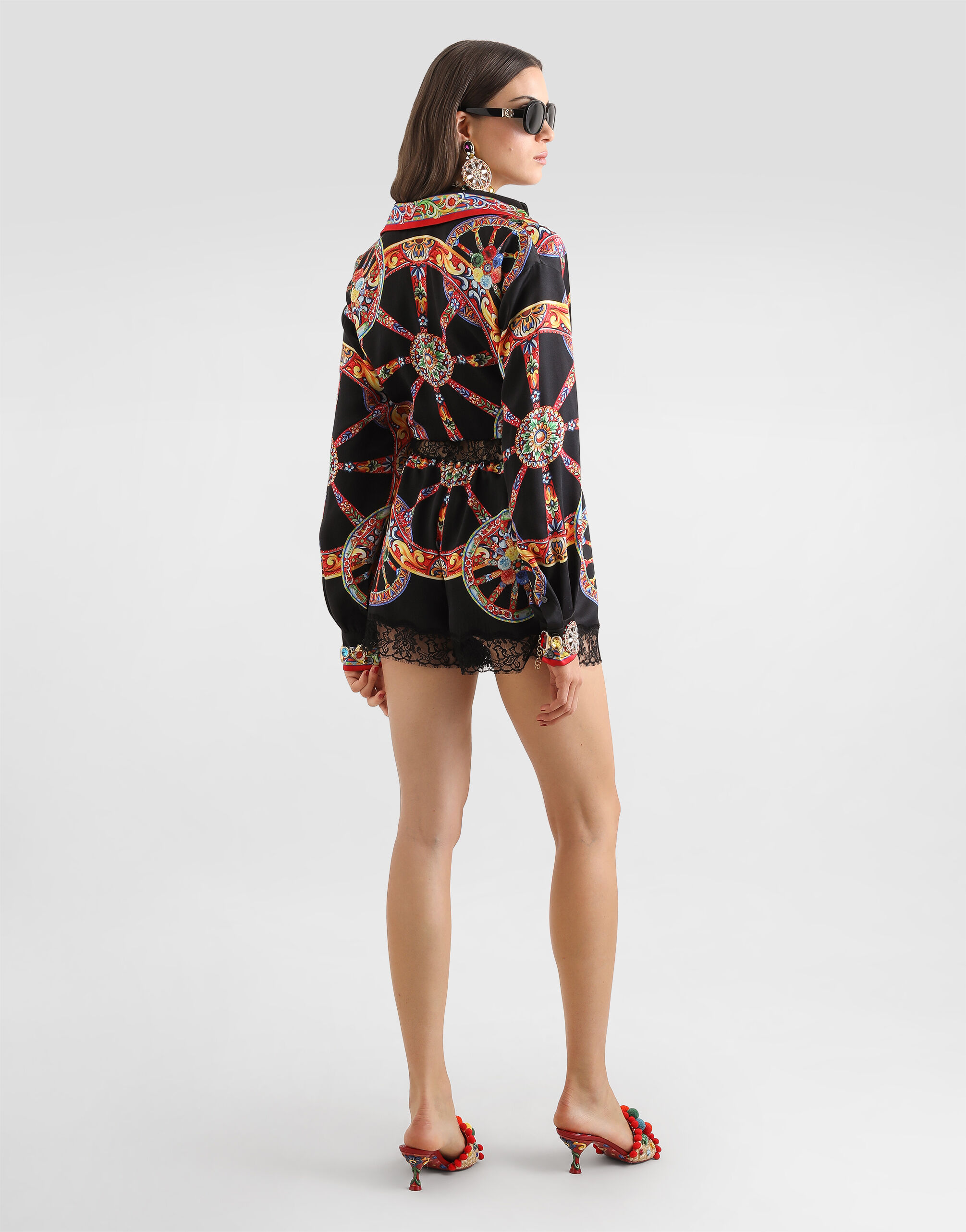 Carretto-print satin jumpsuit in Multicolor for Women