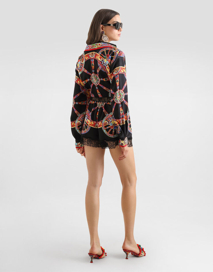 Dolce & Gabbana Carretto-print satin jumpsuit Multicolor F616OTGDDVJ