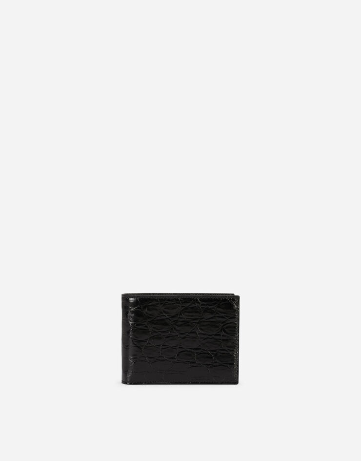 Dolce & Gabbana Bifold wallet in crocodile flank leather NOIR BP0437A2088