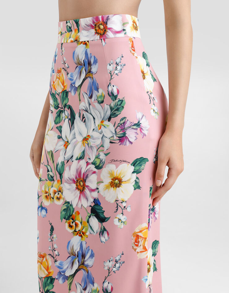 Dolce & Gabbana Floral-print charmeuse calf-length skirt Print F4CS8TFSA7G