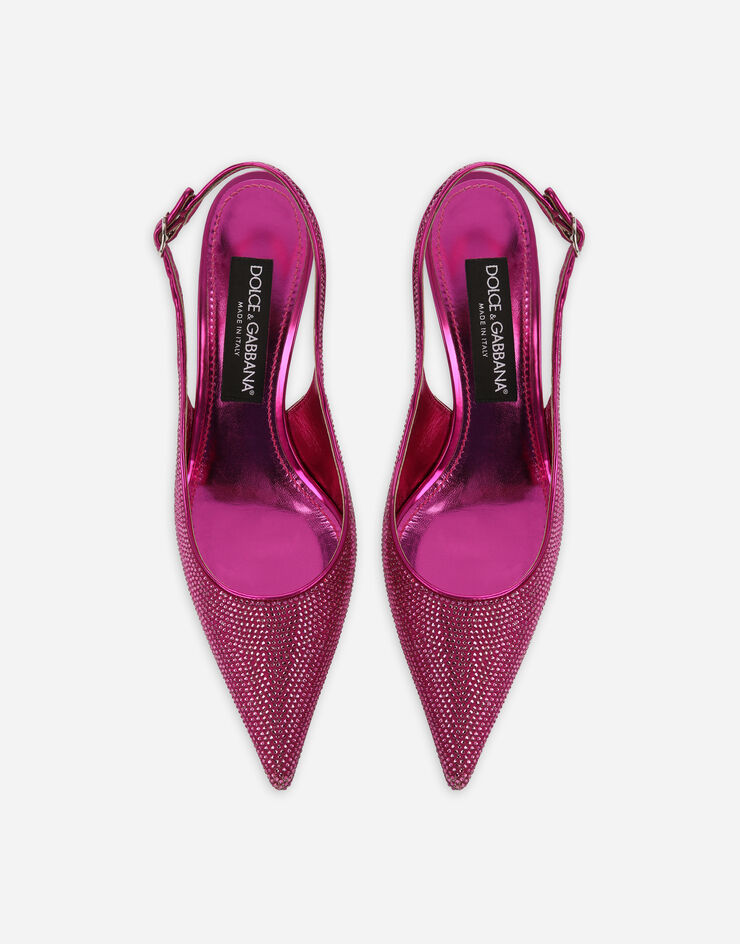 Dolce&Gabbana Zapato destalonado de raso y strass termoadhesivos Fucsia CG0665AO185