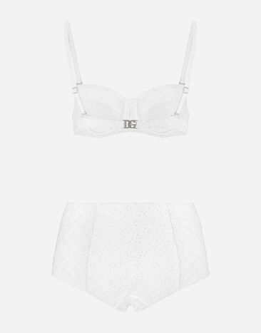 Dolce & Gabbana Bikini balconnet et culotte en broderie anglaise Blanc O8A29JONR29