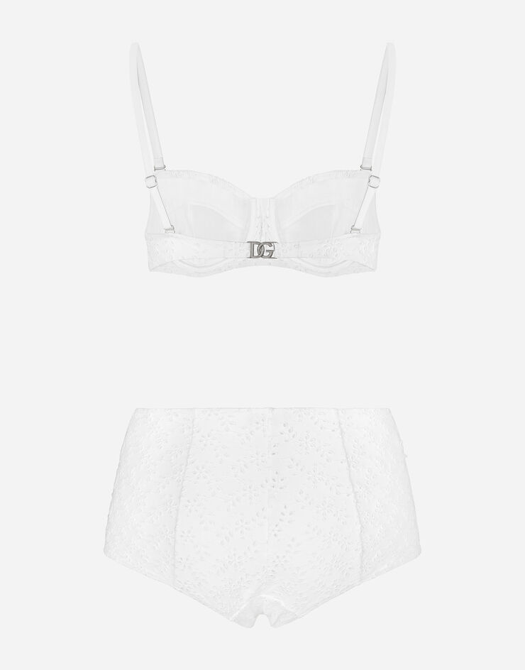 Dolce & Gabbana Bikini balconnet et culotte en broderie anglaise Blanc O8A29JONR29