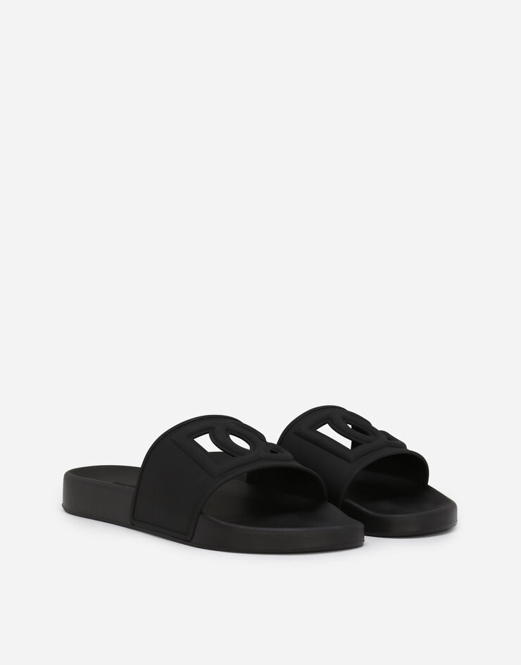 Dolce & Gabbana Rubber beachwear sliders with DG logo Black CS2079AO666