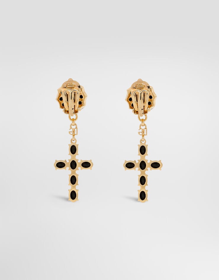 Dolce & Gabbana Pendientes colgantes con cruz Dolce & Gabbana Pendientes colgantes con cruz Negro WEQ4S3W1111