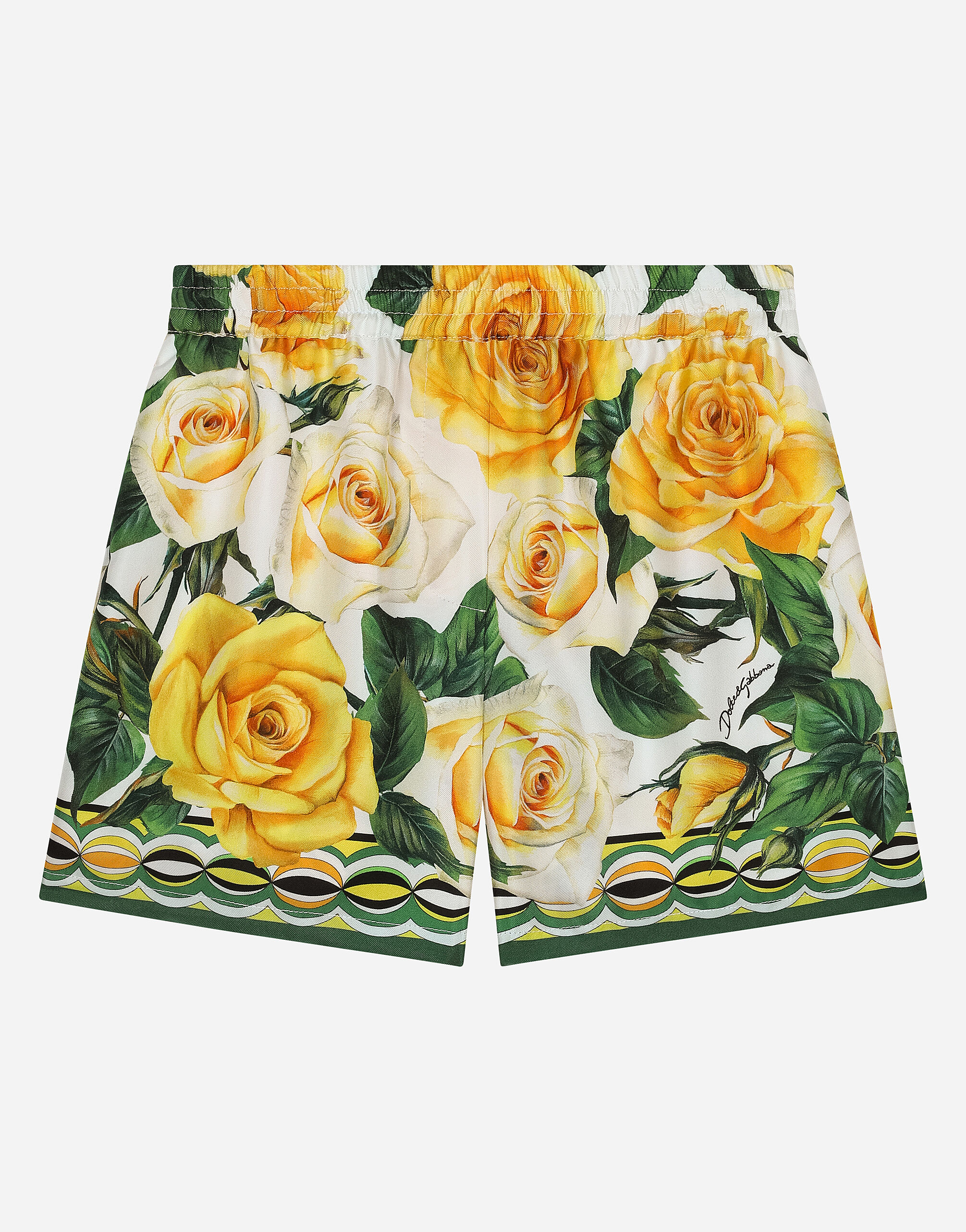 Dolce & Gabbana Shorts de sarga con estampado de rosas amarillas Imprima L54I94HS5Q4