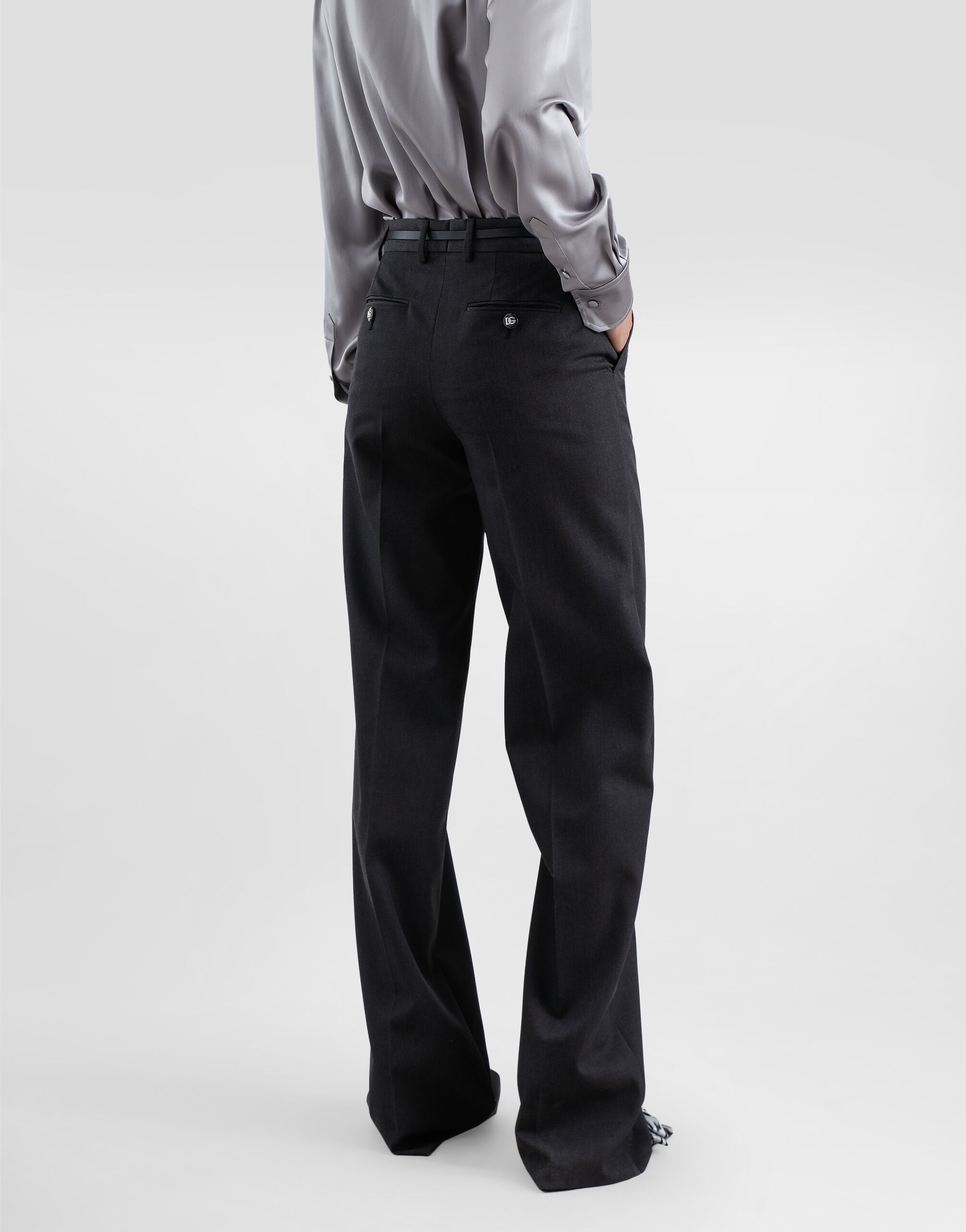 Flared woolen pants in Grey for Women | Dolce&Gabbana® US