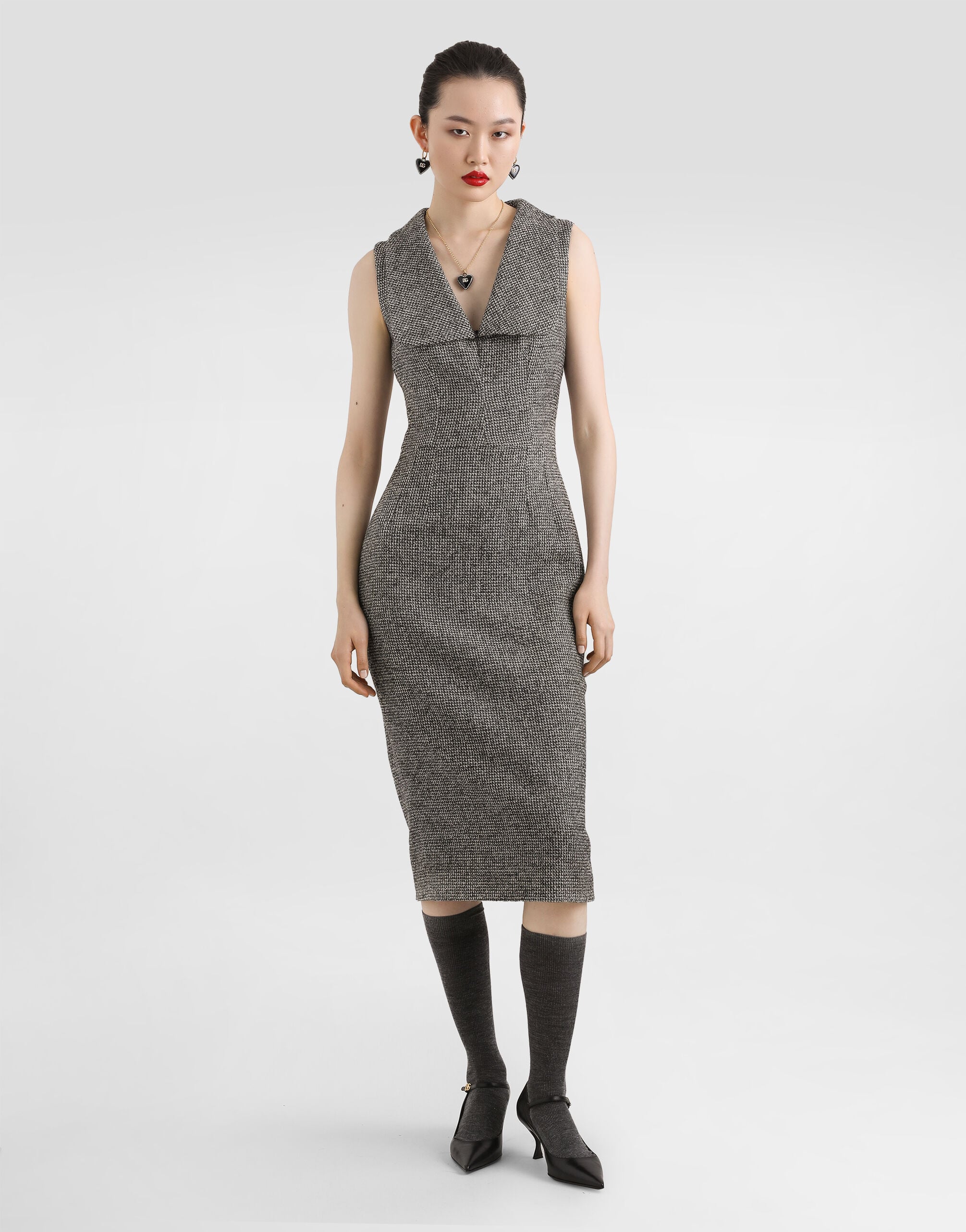 Long dotted wool blend dress - thumbnail 2