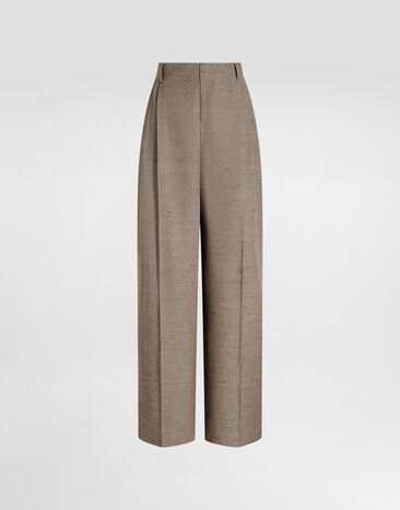 Dolce & Gabbana Tweed-effect linen and viscose trousers Multicolor FTDMITHUMWC