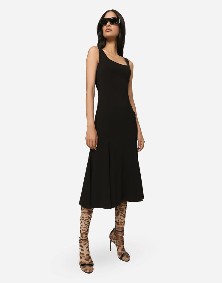 Dolce&Gabbana Calf-length cady dress Black F6CPUTFUIAH