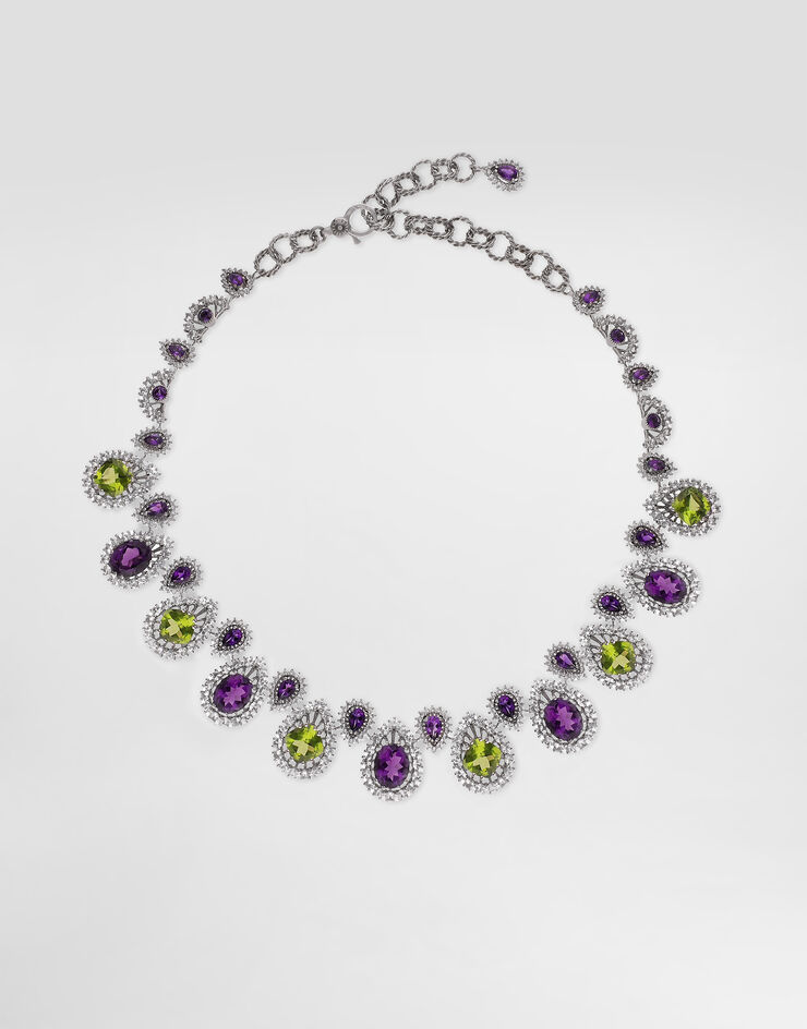 Dolce & Gabbana Eleganza Necklace 18-carat white gold, amethysts, peridots, and sapphires White WNSA4GWAME1