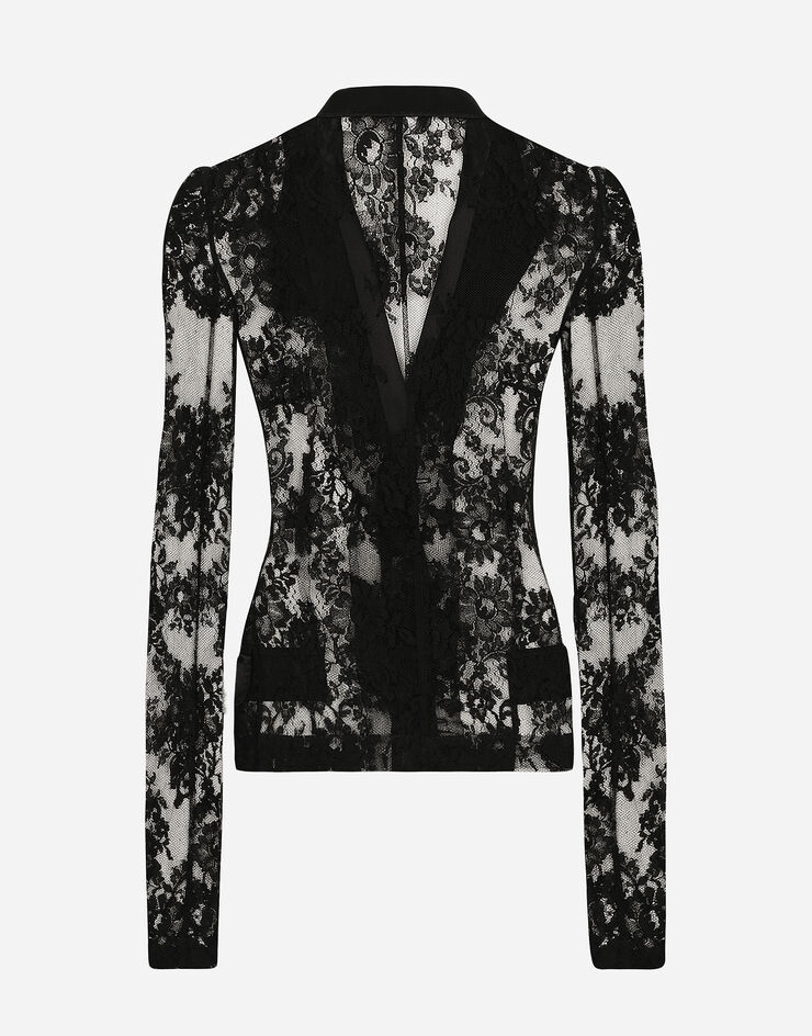 Dolce & Gabbana Floral lace jacket with satin details черный F27AJTHLMO7