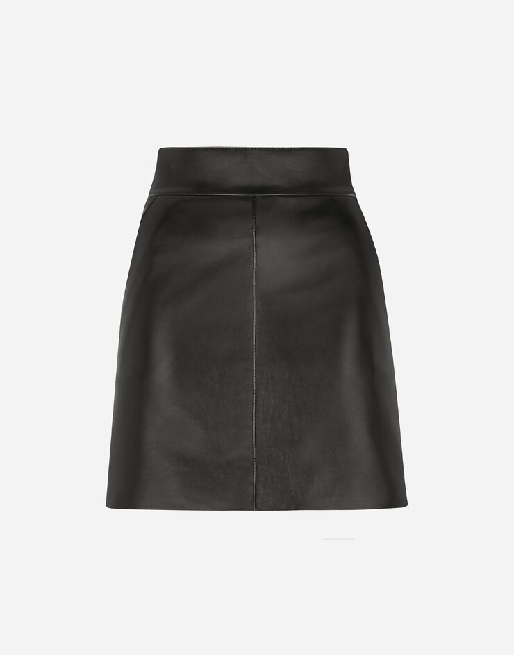 Dolce & Gabbana Short leather skirt Black F4CBQLHULOJ