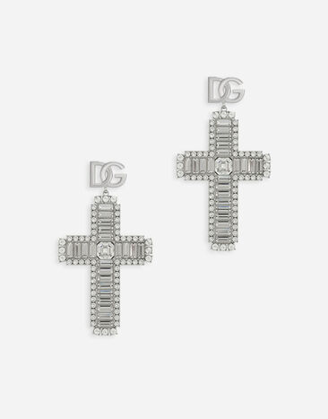 Dolce & Gabbana KIM DOLCE&GABBANA Cross earrings with rhinestone accents Black LB1A58G0U05