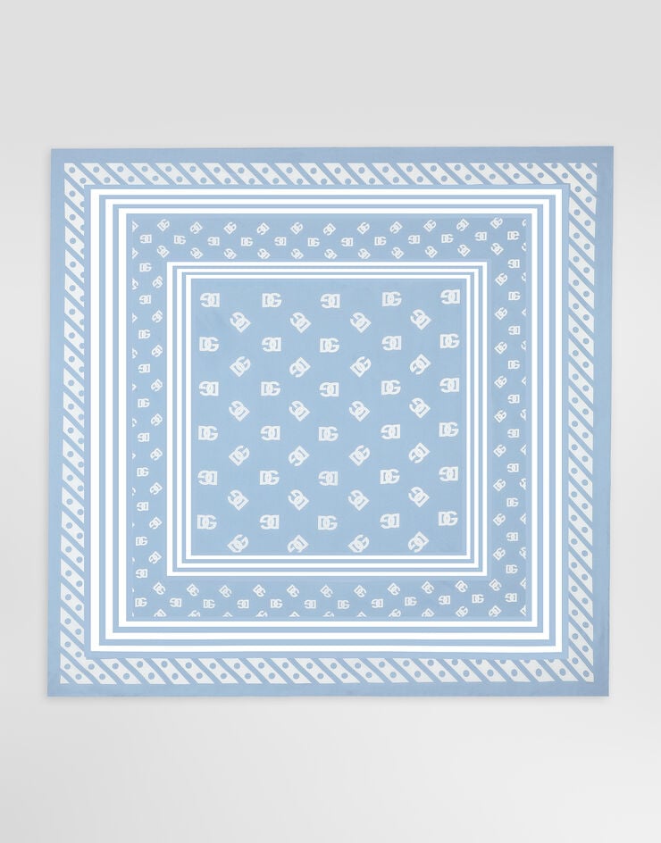 Dolce & Gabbana Silk twill foulard with all-over DG logo print (70x70) Dolce & Gabbana Silk twill foulard with all-over DG logo print (70x70) Light Blue FN092RGDB7Z