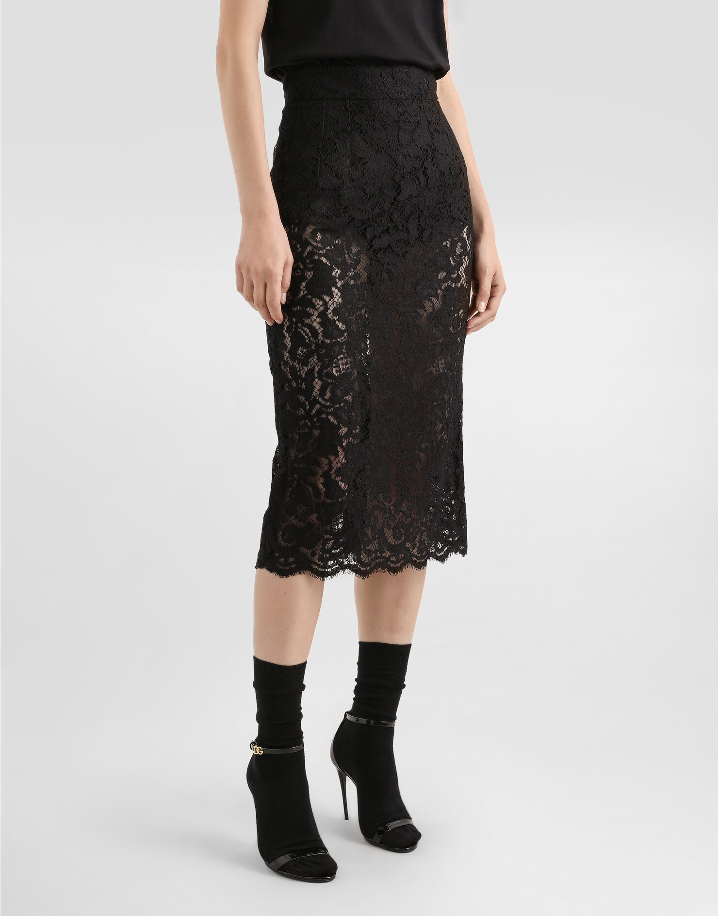 Cordonetto lace midi skirt in Black for Women | Dolce&Gabbana® US