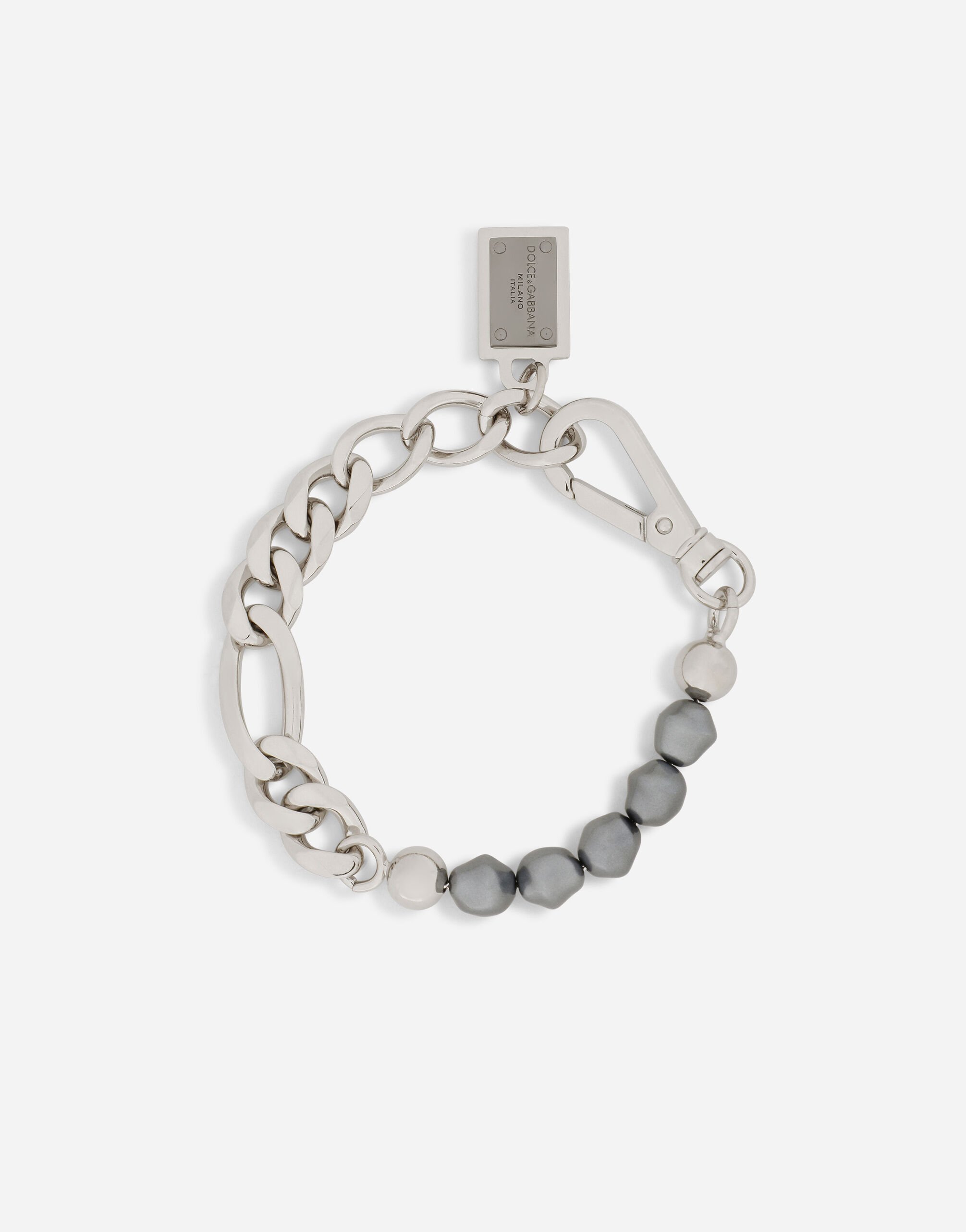 Dolce & Gabbana Link bracelet with pearls and DG logo Black G8OA3TFU7EQ
