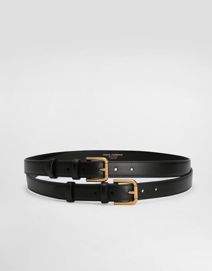 Dolce & Gabbana Doppelgürtel aus Kalbsleder Schwarz BE1643AW576