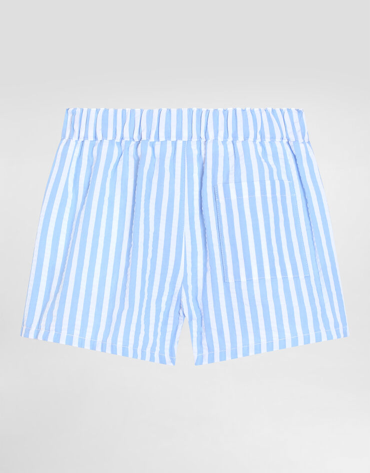 Dolce & Gabbana Striped seersucker shorts with DG logo Azure L13Q60FR50R