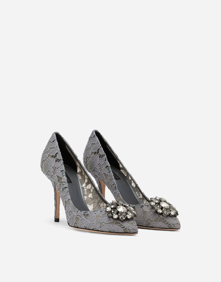 Dolce & Gabbana Zapatos escotados de encaje Taormina con cristales Gris CD0101AL198