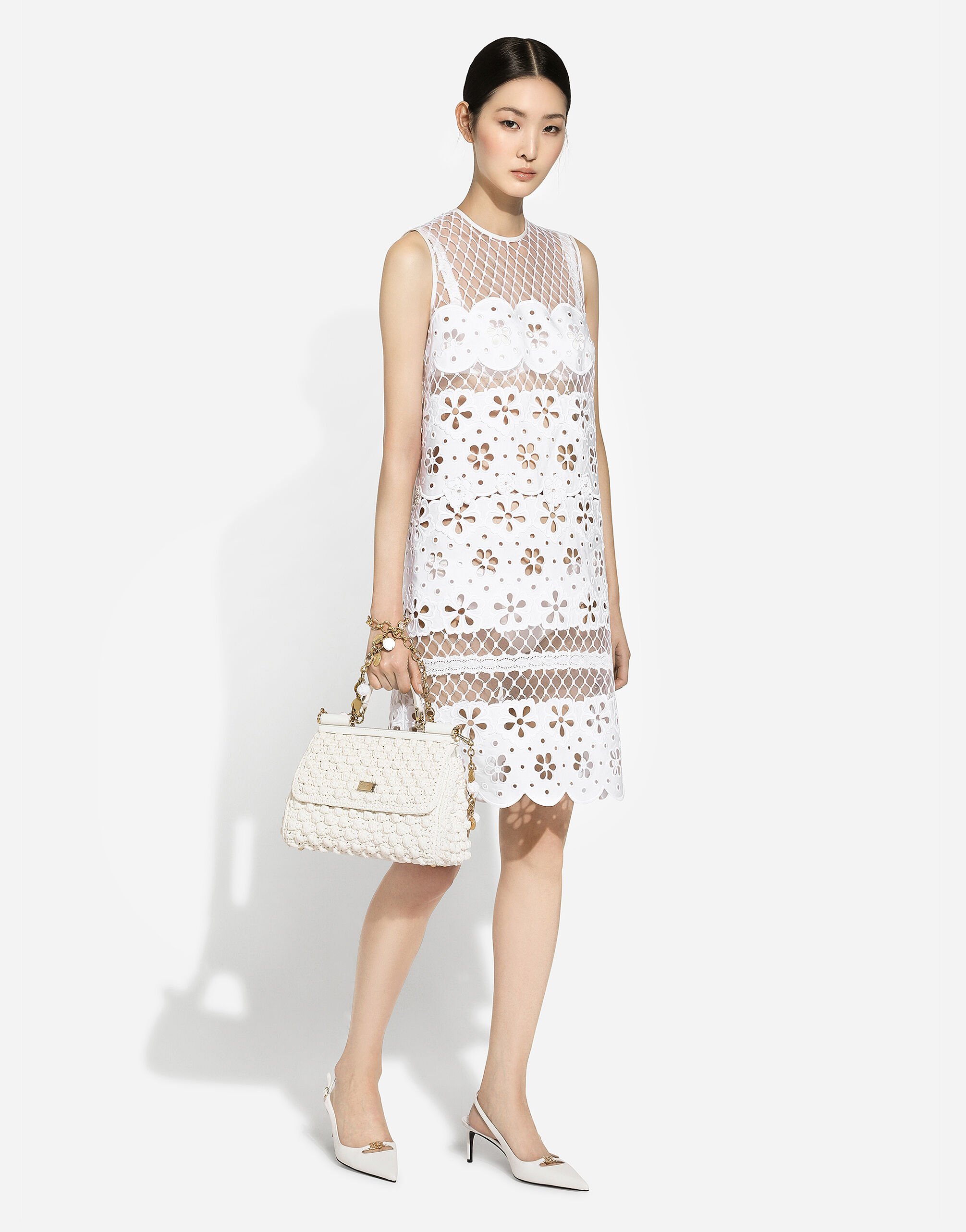 Short cotton dress with cut-out detailing in White for Women