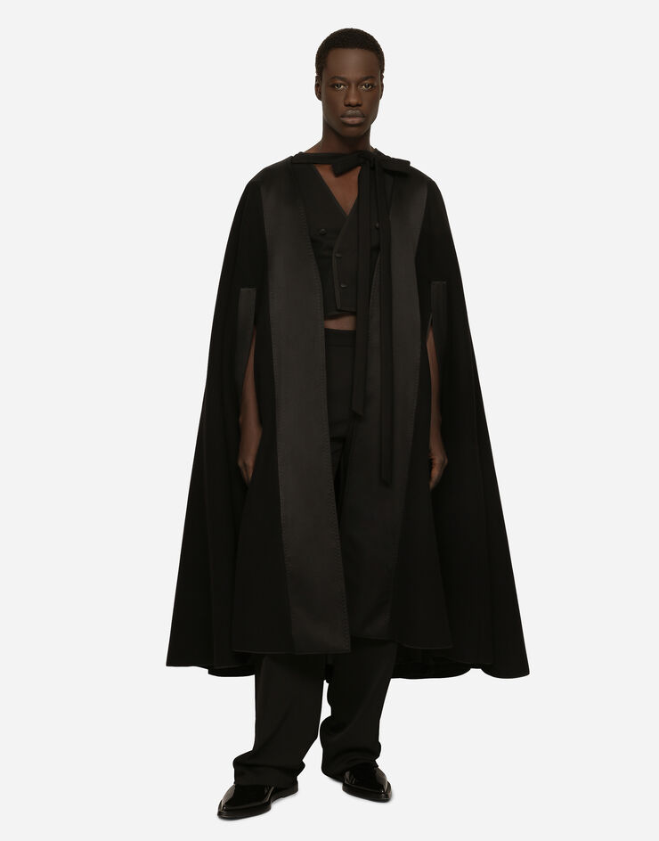 Dolce&Gabbana Double wool baize cape Black G040KTGG895