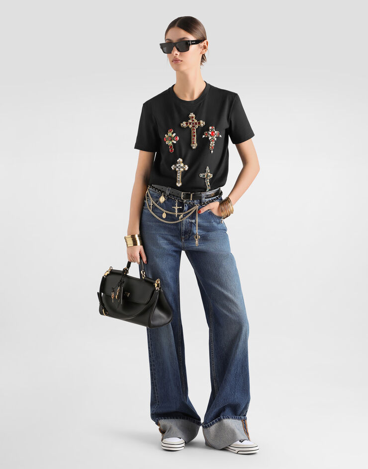 Dolce & Gabbana Cotton t-shirt with embroidery Dolce & Gabbana Cotton t-shirt with embroidery Black F8W54ZGDDXV