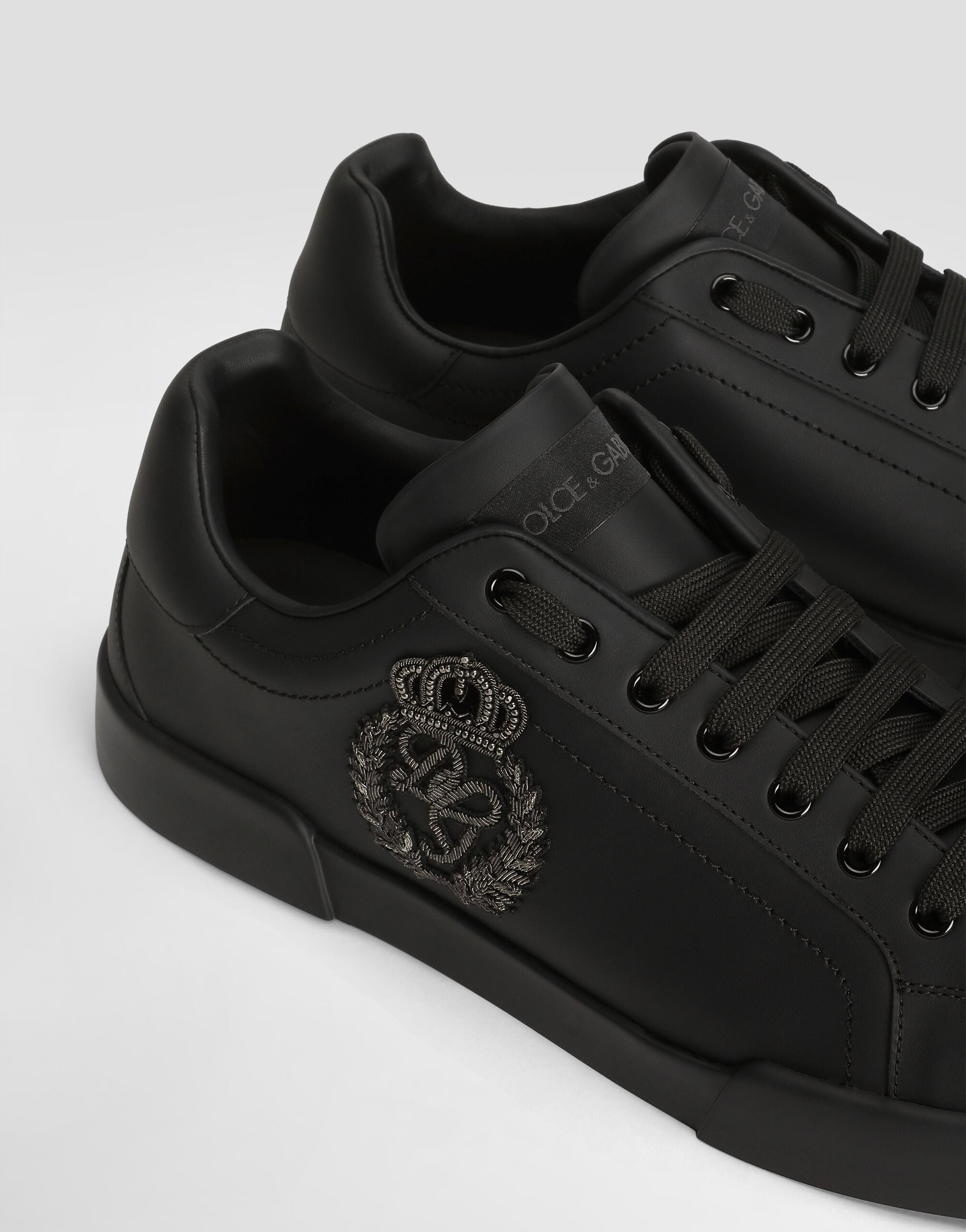 Portofino light strobel calfskin sneakers in Black for Men
