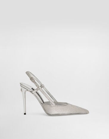 Dolce & Gabbana  Zapato destalonado de raso y strass termoadhesivos Gris CG0659AN191