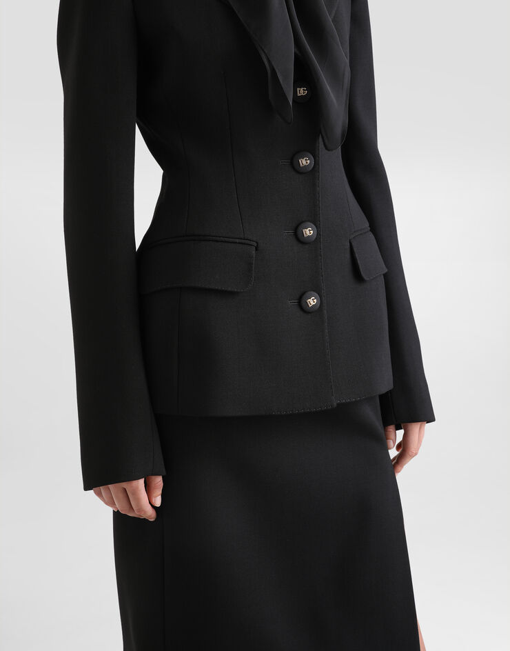 Dolce & Gabbana Single-breasted wool Dolce jacket Black F27DCTFUBGE