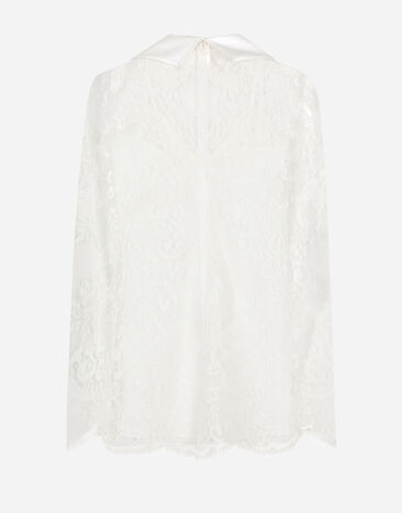 Dolce & Gabbana Short lace dress with satin neck White F6DEBTHLM4C