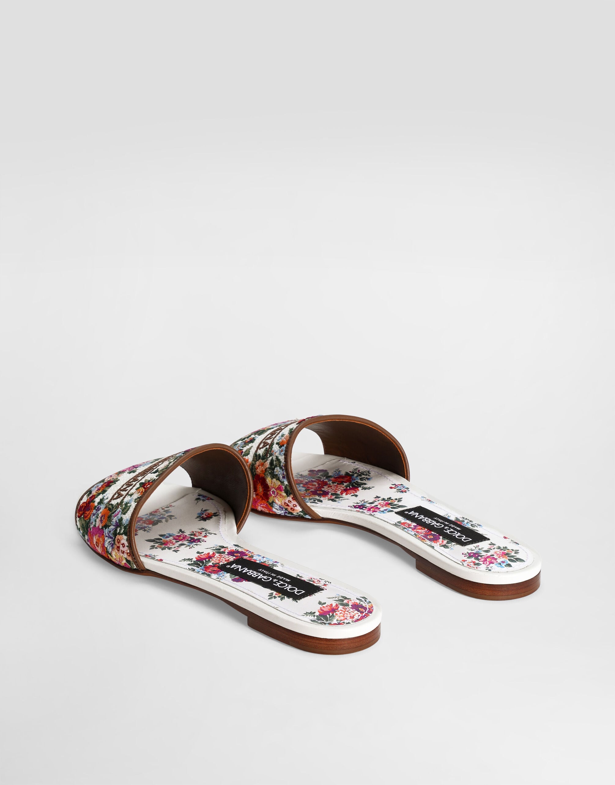 DOLCE&GABBANA ゼブラ柄ポニースキンシューズ Nappa leather flat slippers with embroidery in White for Women