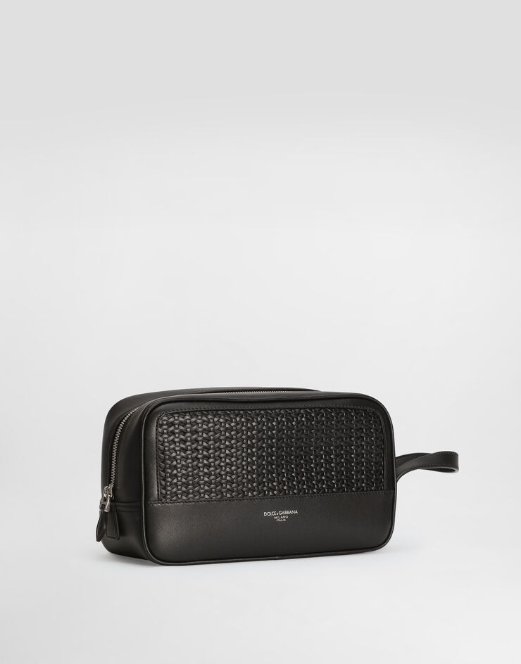 Dolce & Gabbana Woven plongé calfskin necessaire Black BT3310AN419