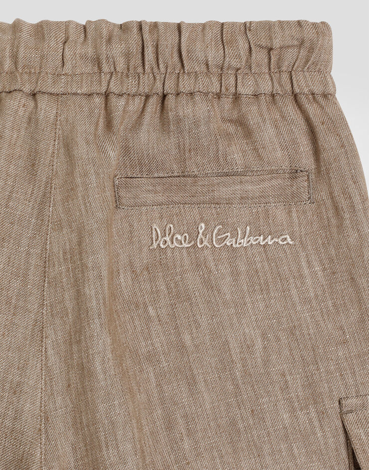 Dolce & Gabbana Cargobermudas aus Gewebe in Leinwandbindung mit Dolce&Gabbana-Logo Beige L43Q64FU4L0