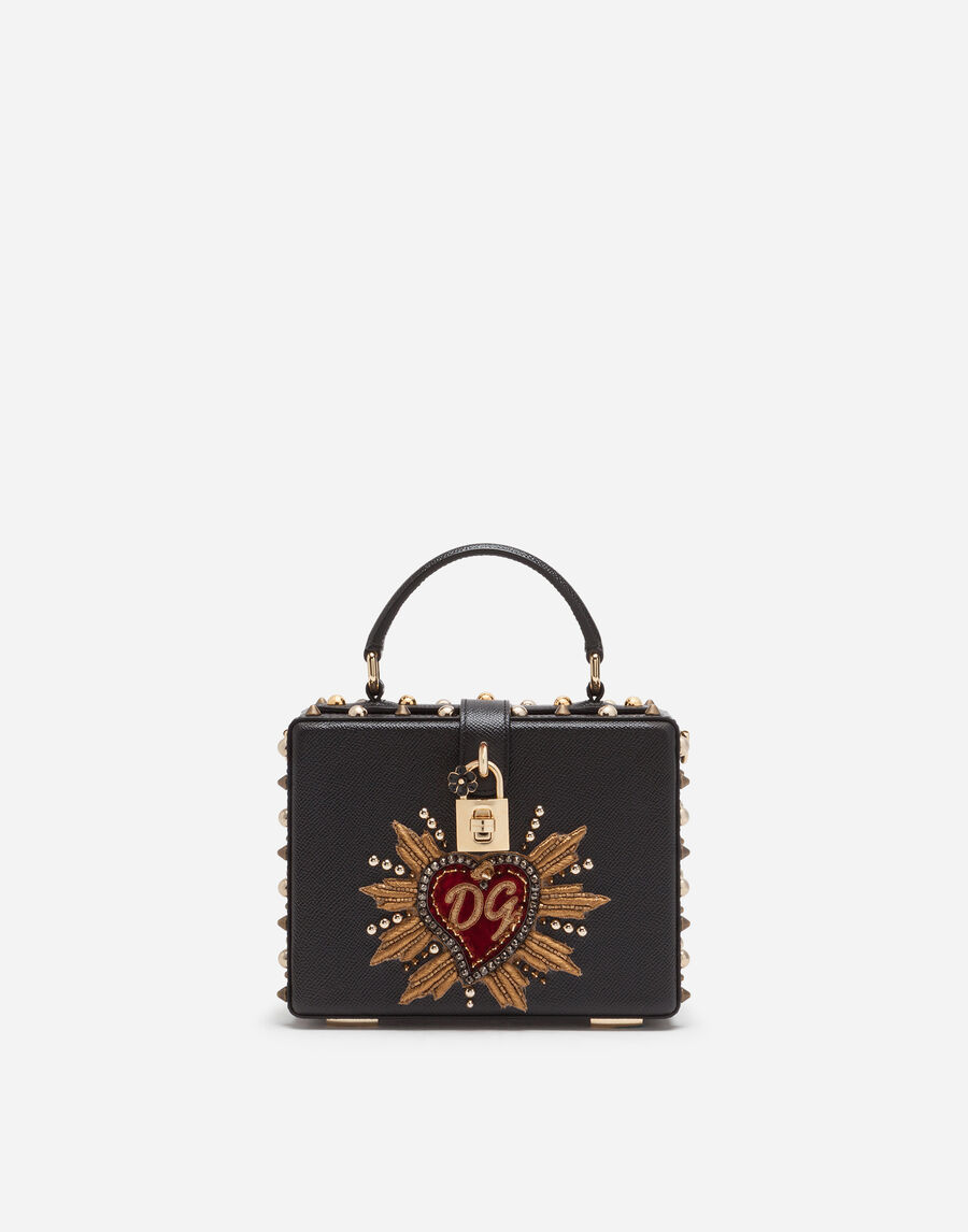 DOLCE BOX BAG IN DAUPHINE CALFSKIN WITH PATCH HEART