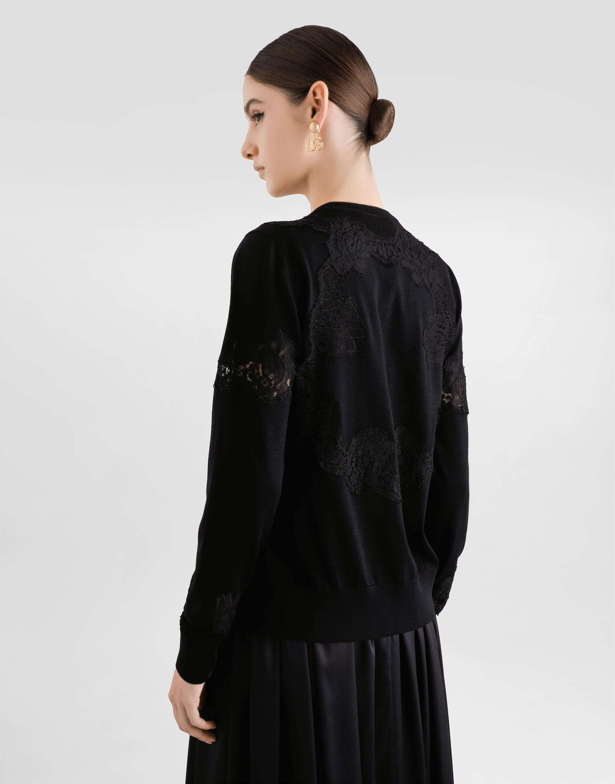 DOLCE&GABBANA ドルガバ　カーディガン　羽織物　レース　サイズ42 Blackのウィメンズ レース ウール カーディガン | Dolce&Gabbana®