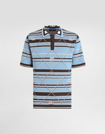 Dolce & Gabbana Striped cotton jacquard polo shirt Multicolor GXZ91TJBCHC