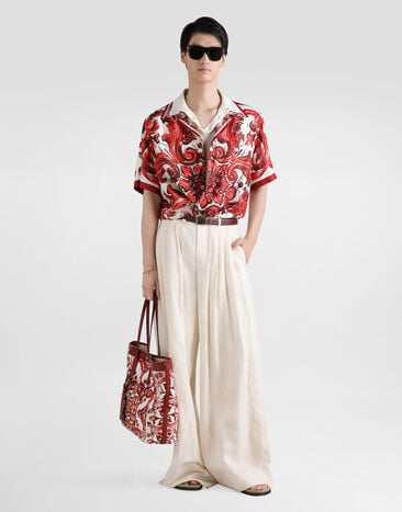 Dolce & Gabbana Polo en soie à maille fine White GXZ02ZJBSPR