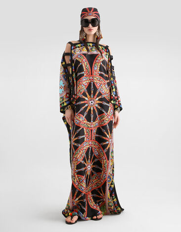 Dolce & Gabbana Carretto-print twill kaftan dress Multicolor F623ETGDDZE