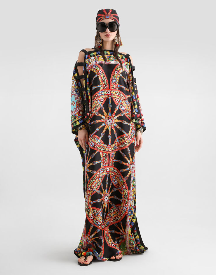 Dolce & Gabbana Carretto-print twill kaftan dress Multicolor F623ETGDDZE