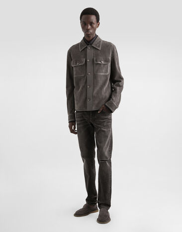 Dolce & Gabbana Perforated lambskin jacket Grey G9BOOLGJ477