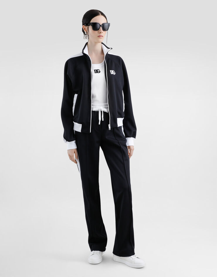 Dolce & Gabbana DG 徽标刺绣三醋酸纤维慢跑裤 黑 FTC94ZGDCX8