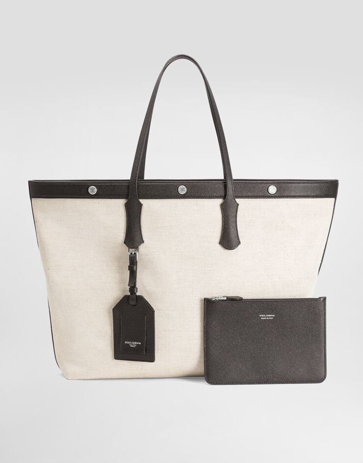 Dolce & Gabbana Atene shopping bag in sale&pepe fabric and alpine calfskin Multicolor BM7806AG440