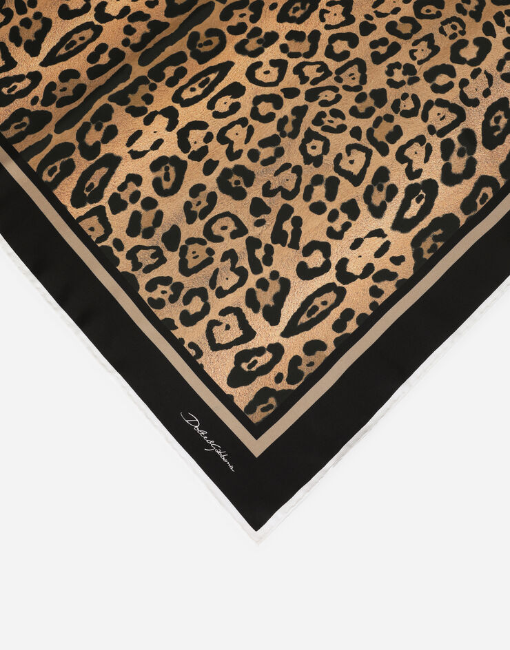 Dolce & Gabbana Foulard 90 x 90 in twill stampa leopardo Multicolore IF677WG7BPY